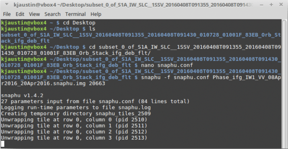 Running the SNAPHU Command to Unwrap the Interferogram.