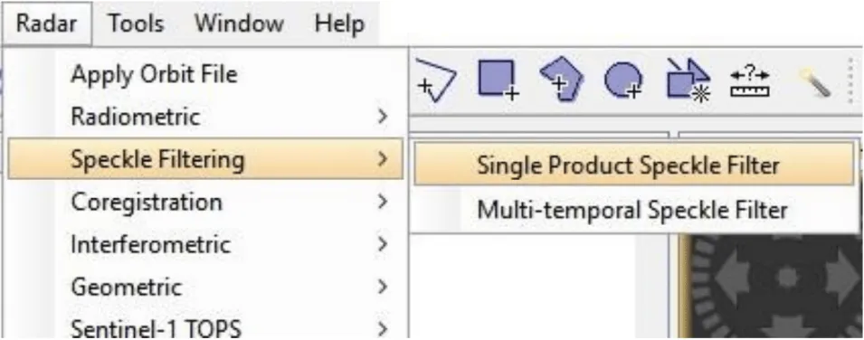 This image shows how to navigate to Single Product Speckle Filter