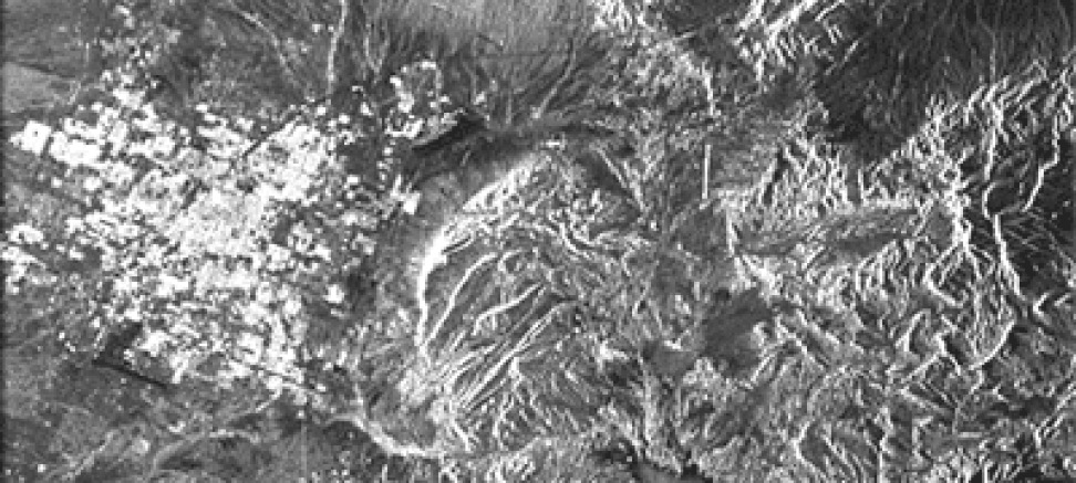Las Vegas is on the left in this detail of the Seasat sample granule provided with this recipe. 