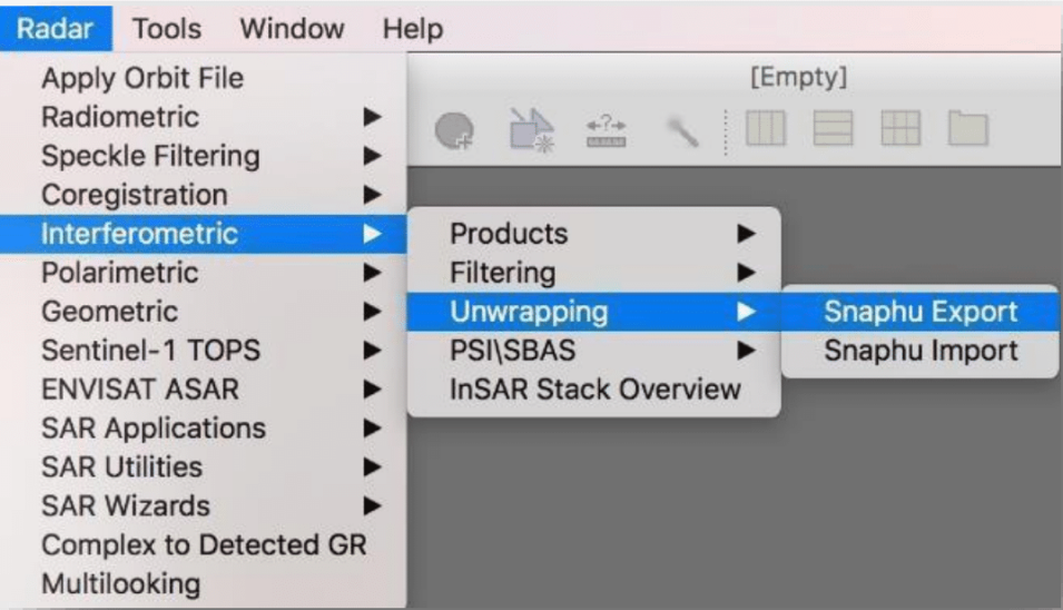 Navigation to Snaphu export.