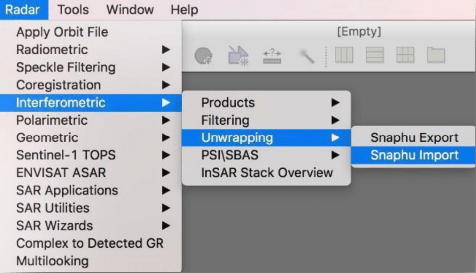 Navigation to Snaphu Import.