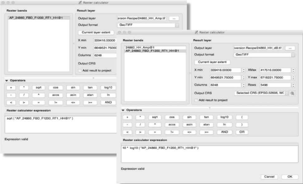 Raster Calculator dialog