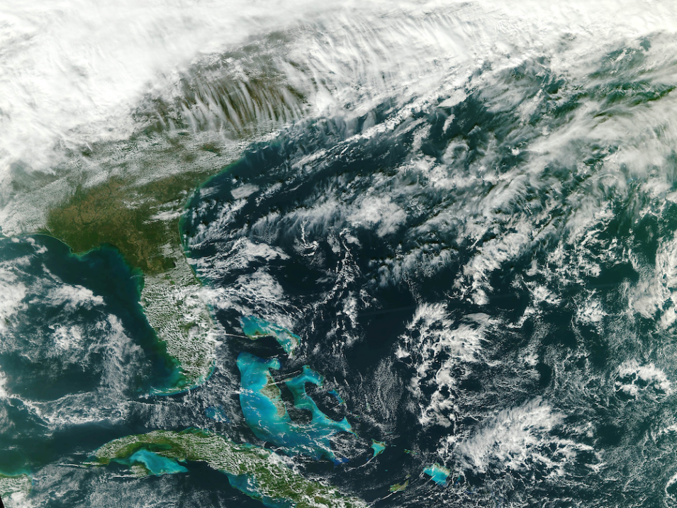 VIIRS true color image showing Florida and the northern coast of Cuba