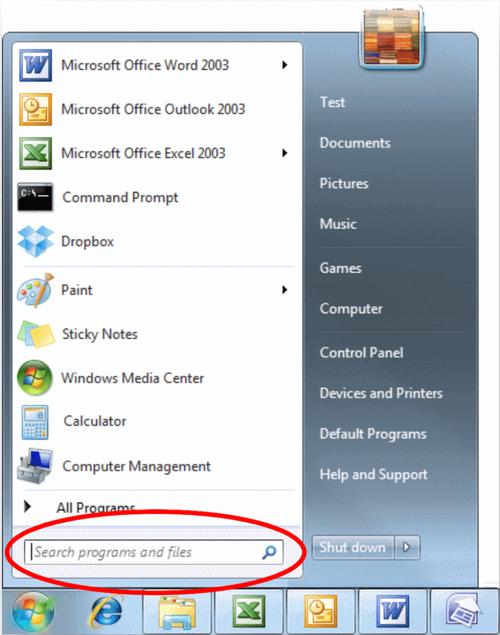 screenshot of windows 7 taskbar