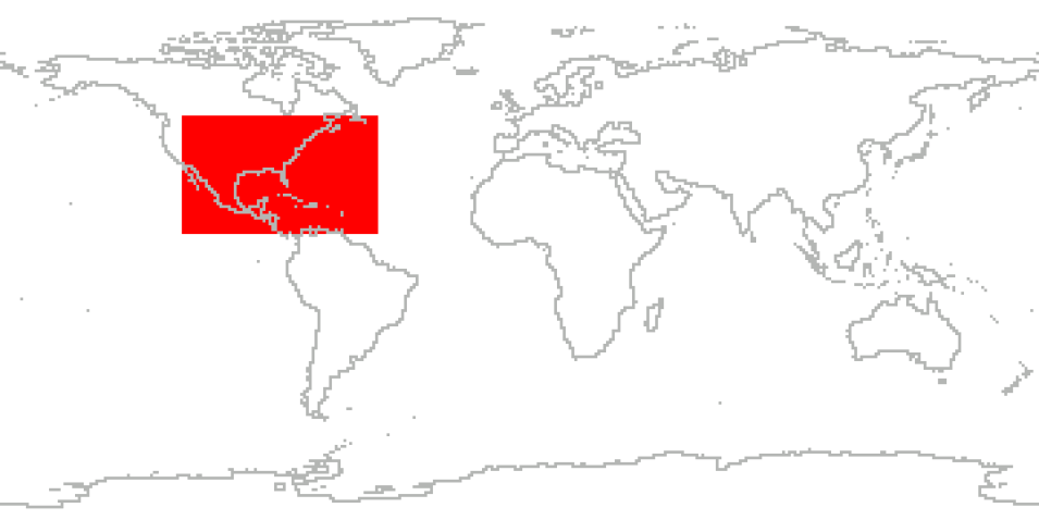 CAMEX-4 coverage area shown in a red box overlaid on a simple line map