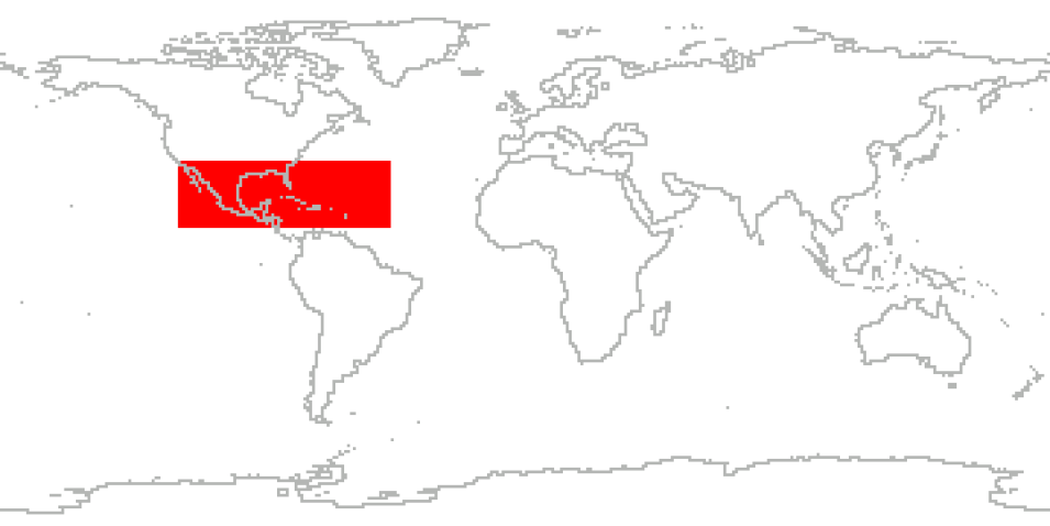 CPEX-AW coverage area shown in a red box overlaid on a simple line map.