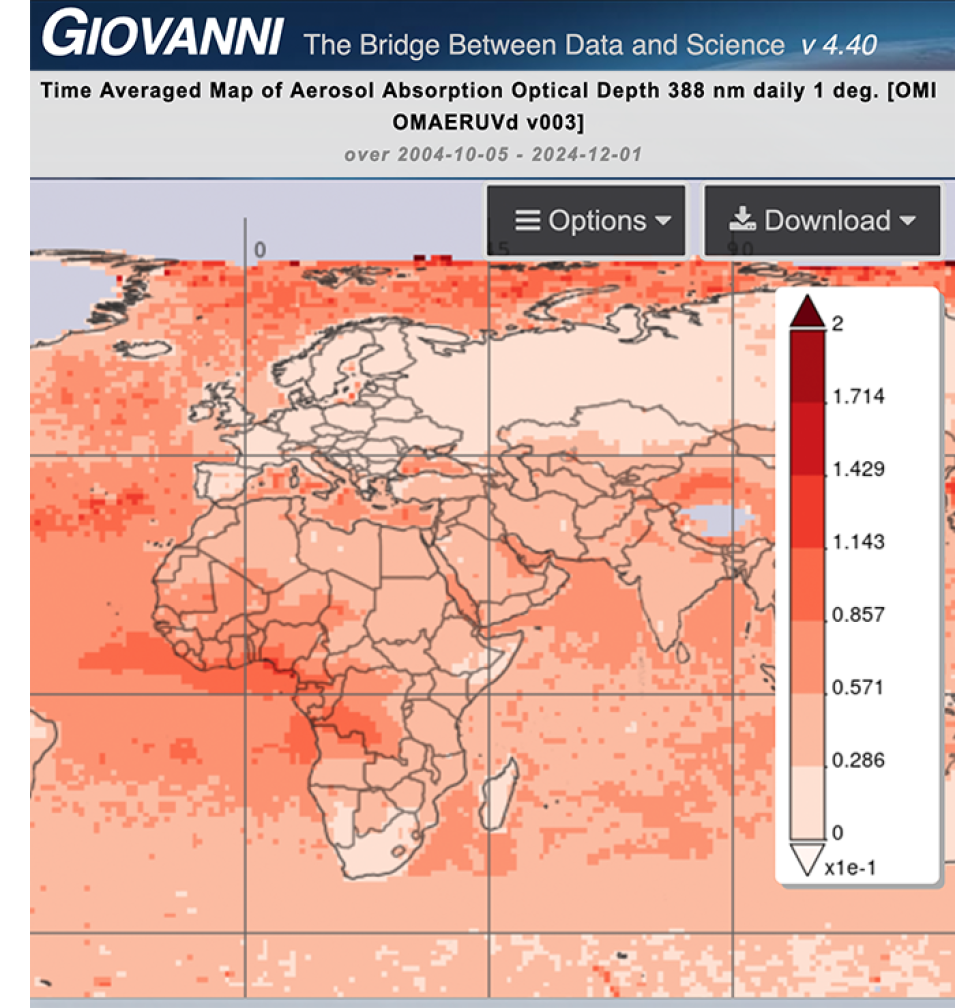 image of atmosphere data in the Giovanni application