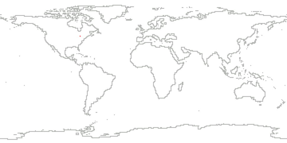 World map with Ontario, Canada, highlighted in red.