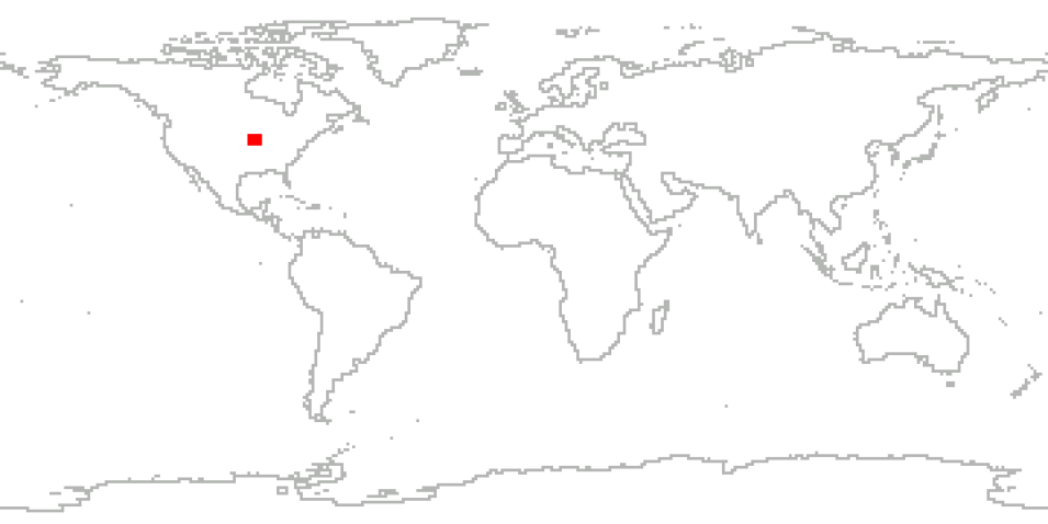 World map with Iowa, USA, highlighted in red.