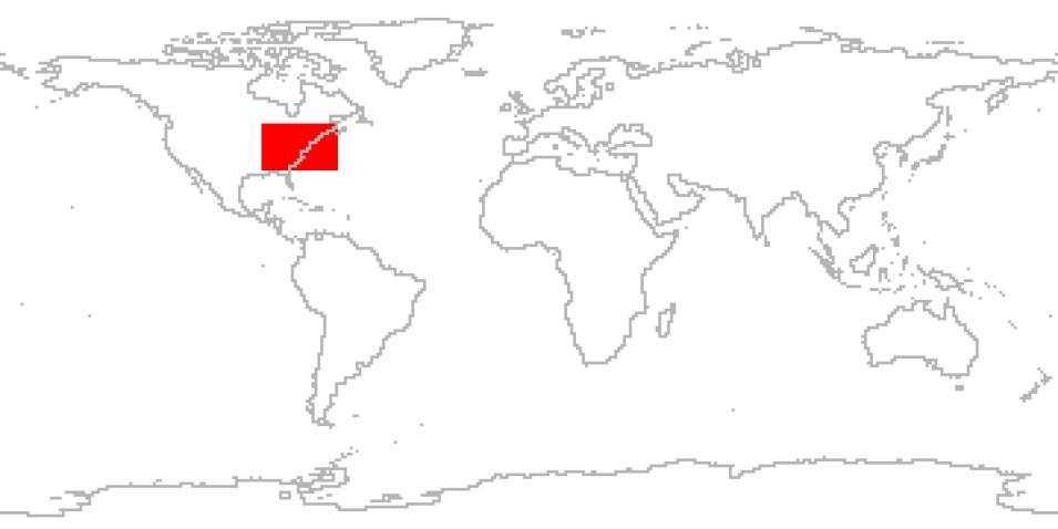 IMPACTS coverage shown in a red box overlaid on a simple line map.