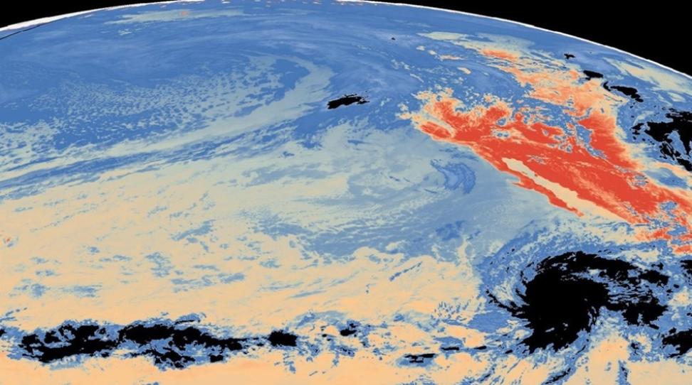 A visualization of Land Surface Temperature (LST) over North America and the Pacific Ocean.