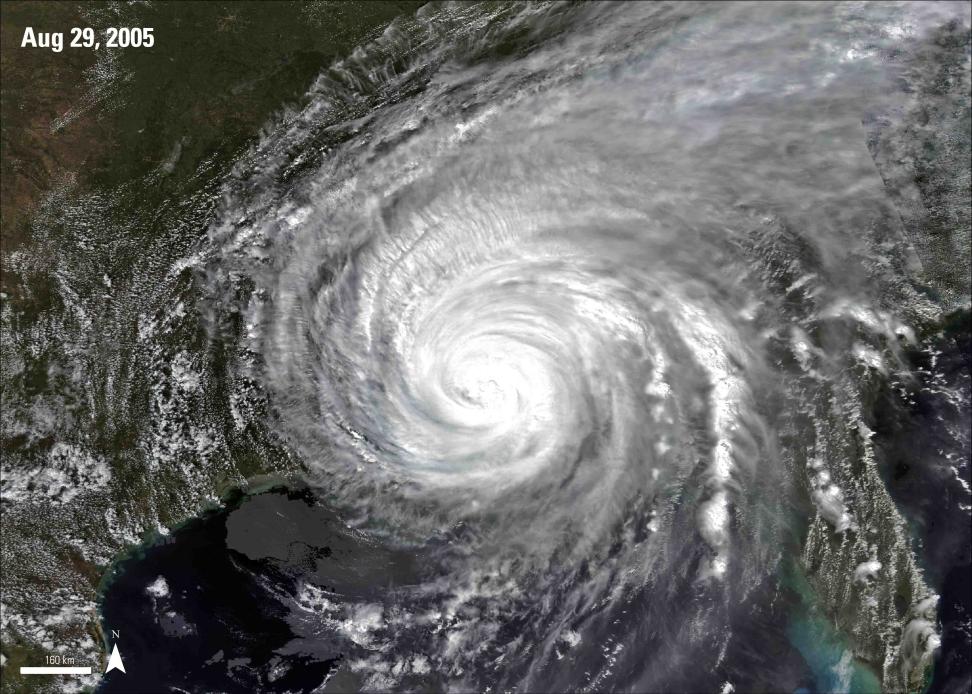Hurricane Katrina making landfall on August 29, 2005