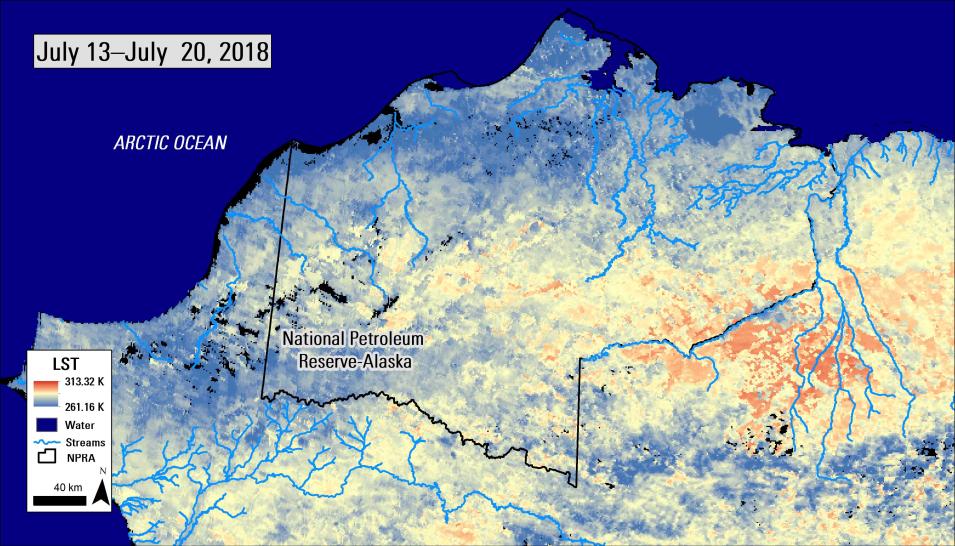 Satellite imagery showing Land Surface Temperature 8-day composite