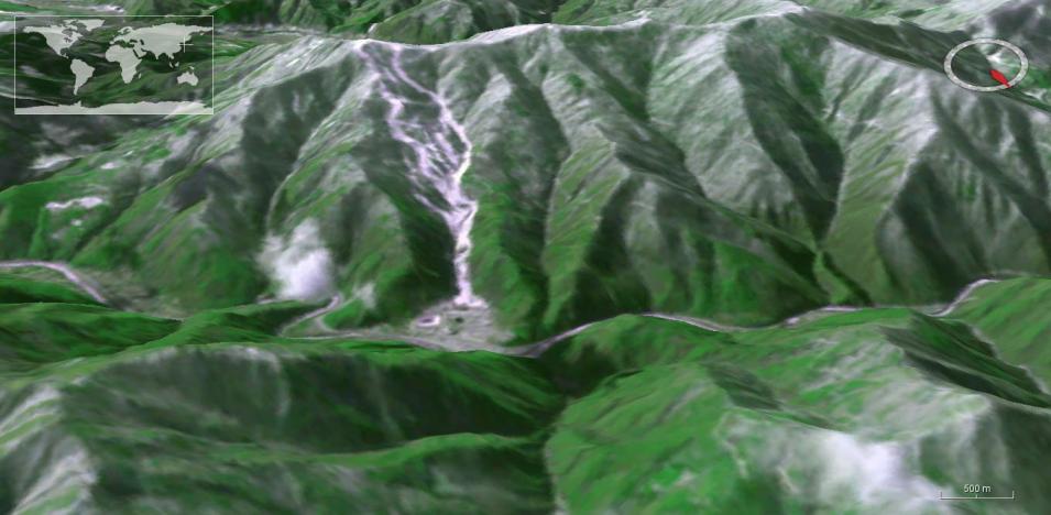 An oblique view, using ASTER data, of Mount Gariwang and the Jeongseon Alpine Centre where the alpine skiing events took place during the 2018 Winter Olympics in Pyeongchang, South Korea.
