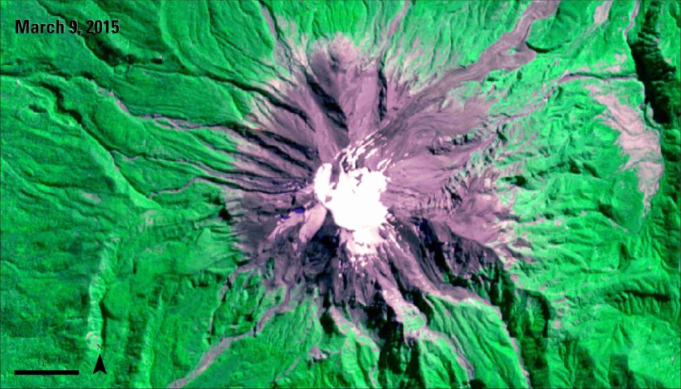 Terra ASTER surface reflectance imagery over the Calbuco Volcano.