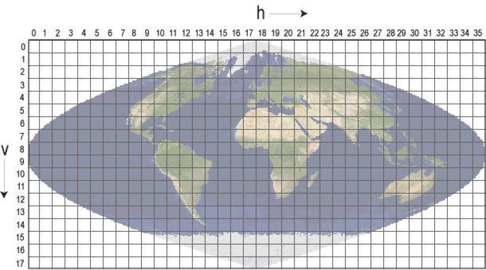 A tile grid overlays an image of Earth, with 460 non-fill tiles covering the globe.