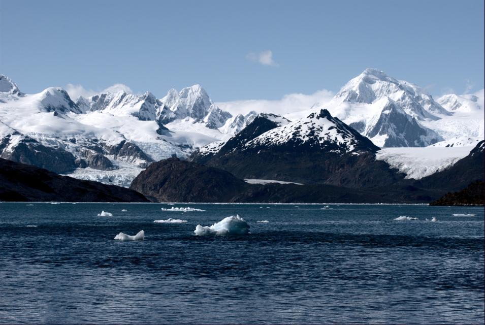 View of the Marinelli Glacier from Ainsworth Bay in southern Chile taken in December 2009.