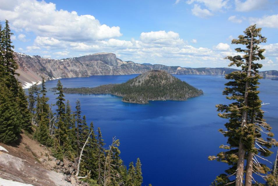 Crater Lake National Park showing Wizard Island on July 5, 2012