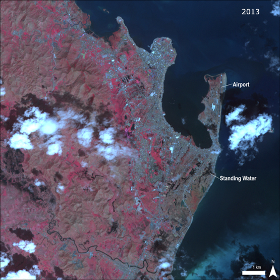 ASTER satellite image, acquired over Tacloban, Philippines in 2013, after Typhoon Haiyan.