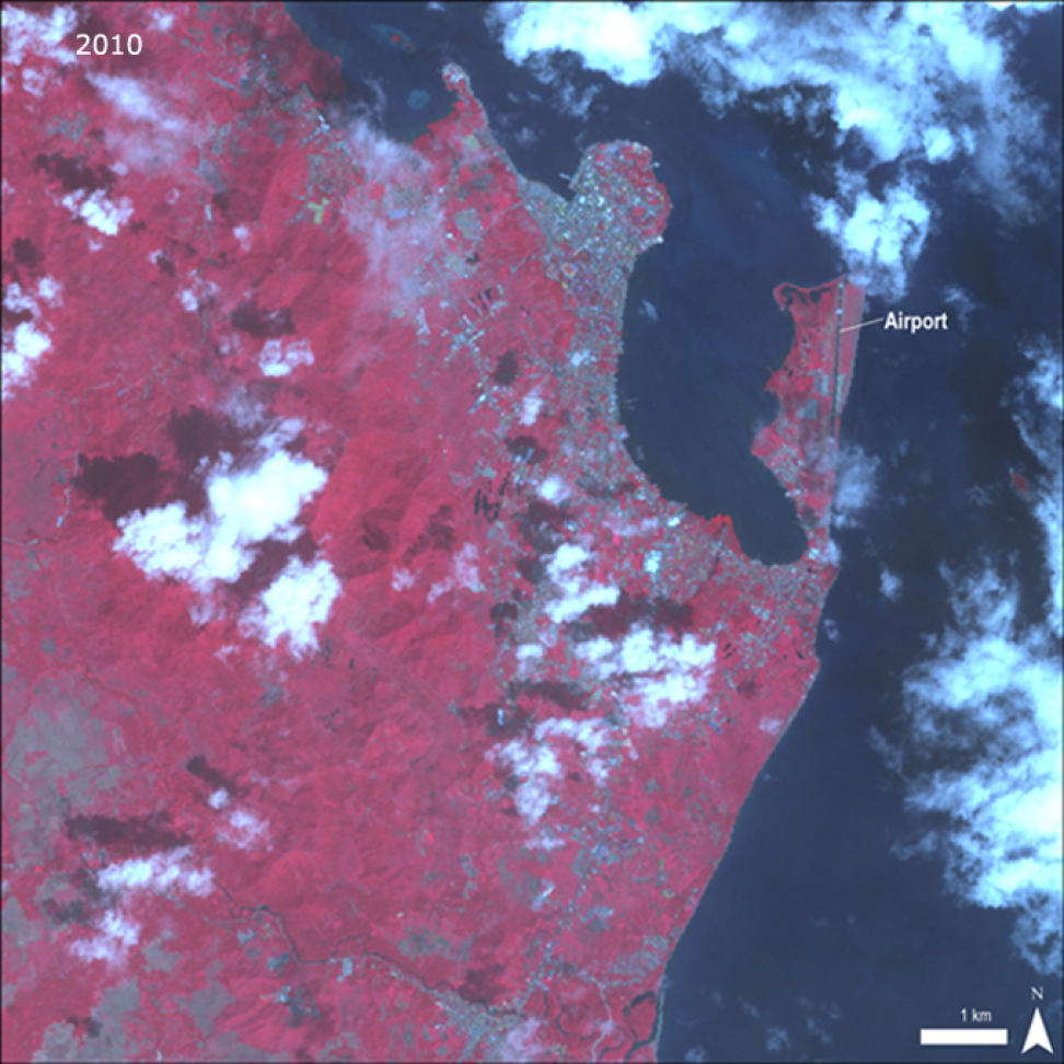 ASTER satellite image, acquired over Tacloban, Philippines in 2013, after Typhoon Haiyan.