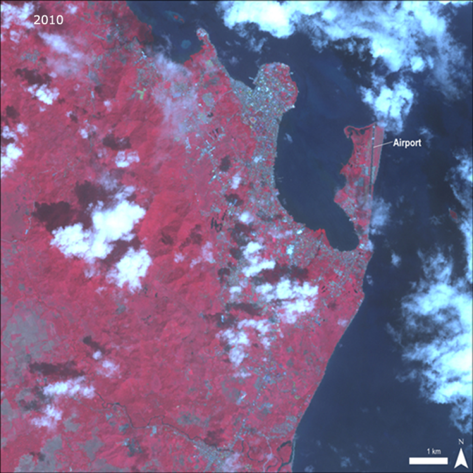 ASTER satellite image, acquired over Tacloban, Philippines in 2013, after Typhoon Haiyan.
