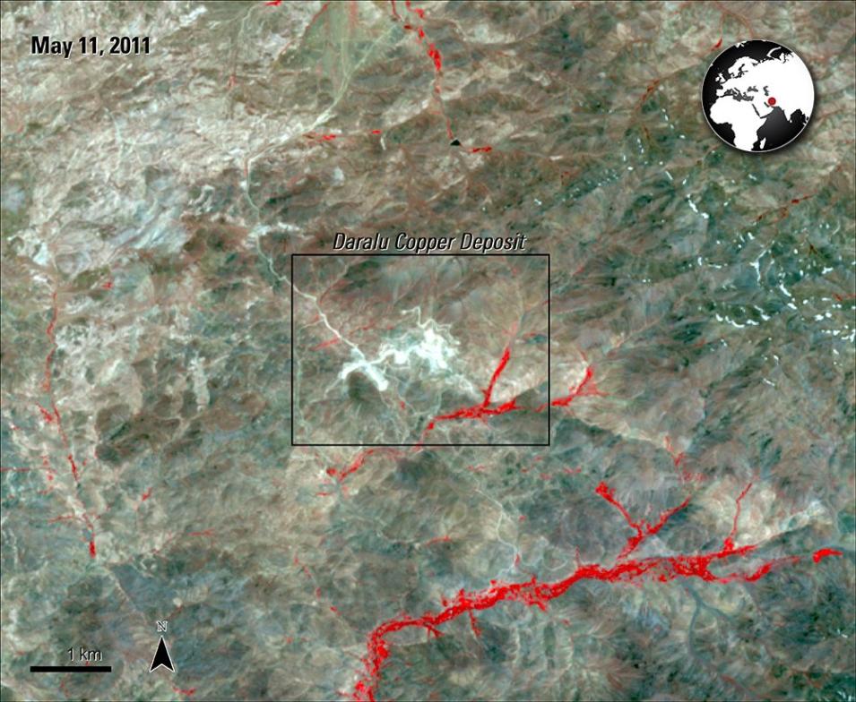 Satellite imagery of the study area.