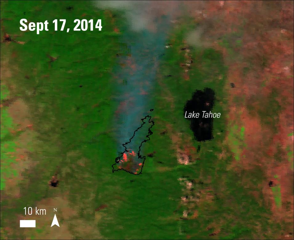 Satellite imagery of the King Fire