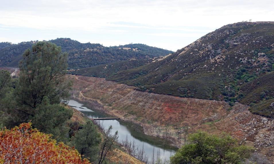 New Melones Reservoir in the Sierra Nevada foothills at 17% capacity.