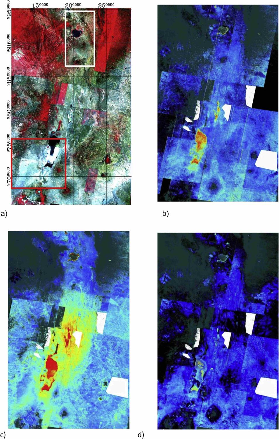 Satellite imagery over East Africa using various bands.