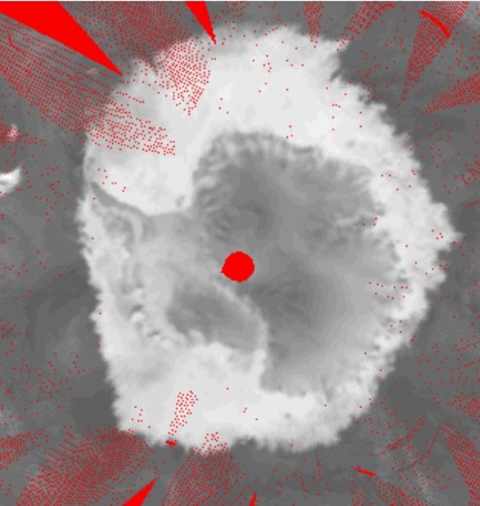 A sample brightness temperature image from the DMSP F08 satellite on October 10, 1988 in Antarctica.