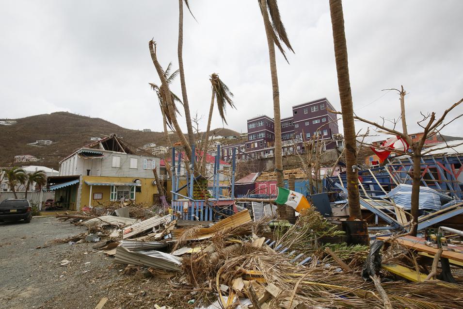 Road Town, Tortola showing destruction from Hurricane Irma.