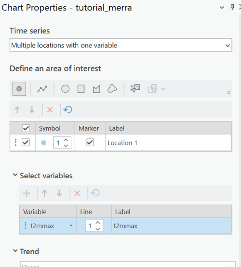 Screenshot of suggested settings for the "Chart Properties" tool in ArcGIS Pro