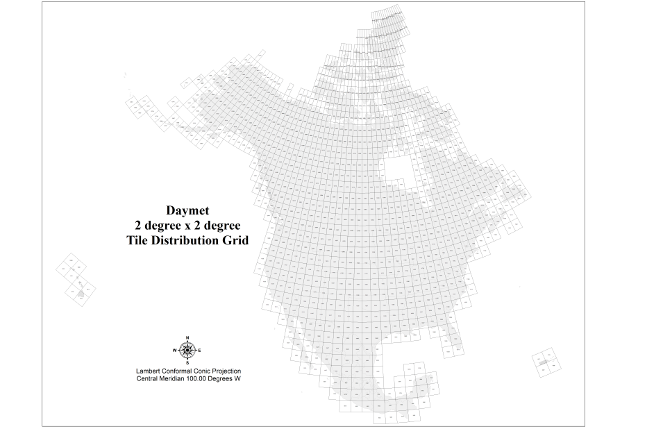 Daymet 2 degree x 2 degree distribution grid.