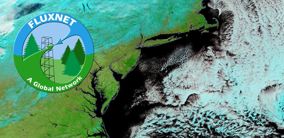 The FLUXNET identifier, which reads FLUXNET - A Global Network, is superimposed above satellite imagery of Earth.