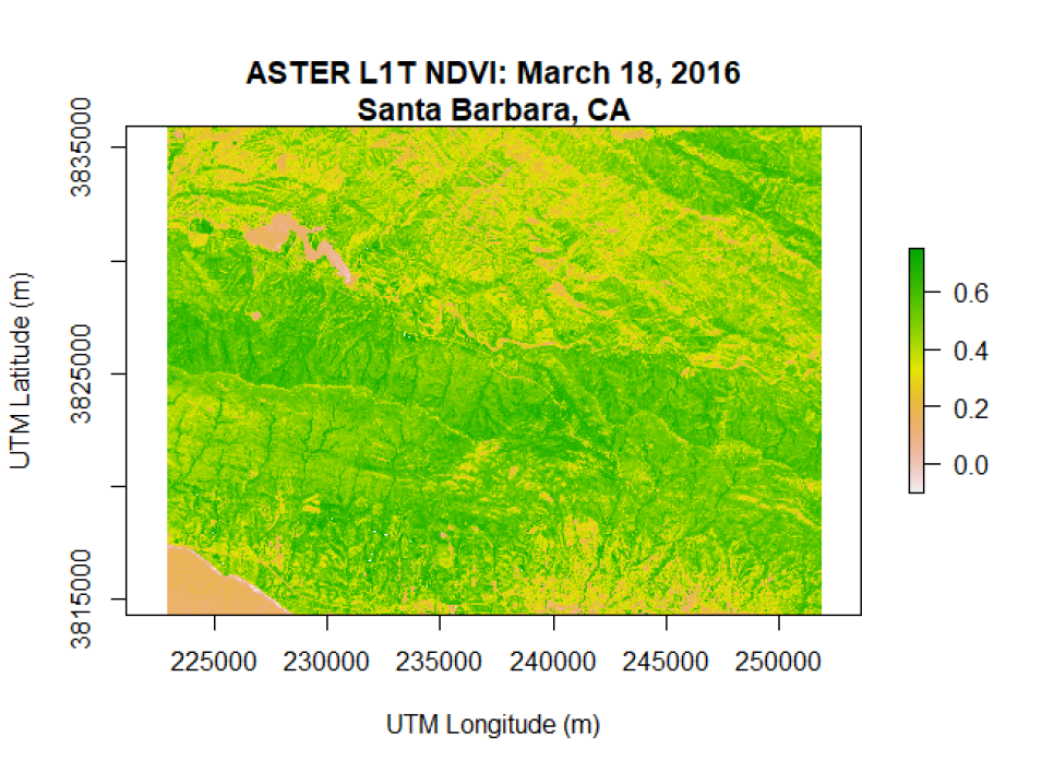 ASTER L1T NDVI over region of interest from March 18, 2016.