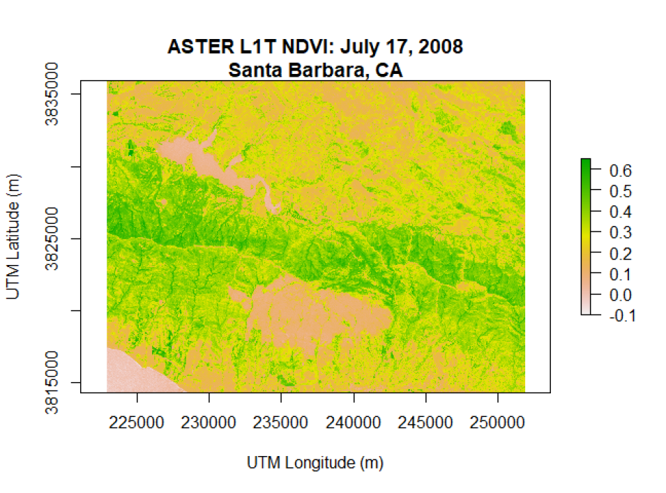 ASTER L1T NDVI with labels