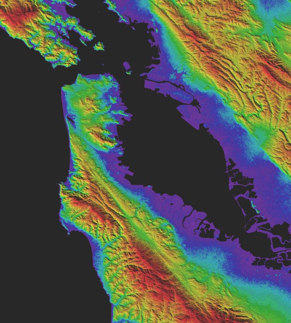 GDEM Version 3 shaded relief topography of San Francisco