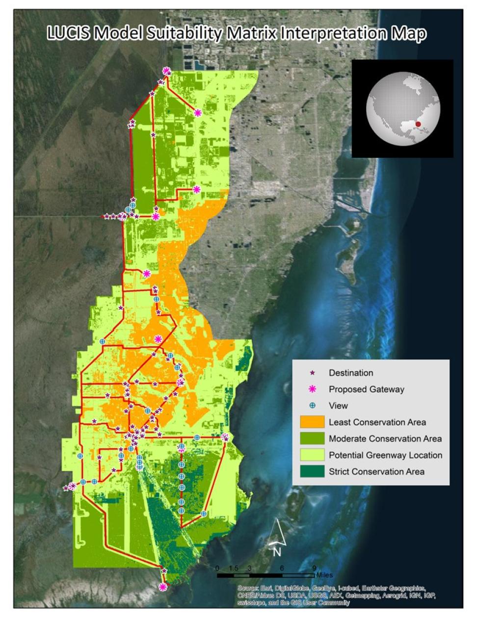 Land cover classifications for Miami-Dade County were derived from an ASTER image captured on March 7, 2011.