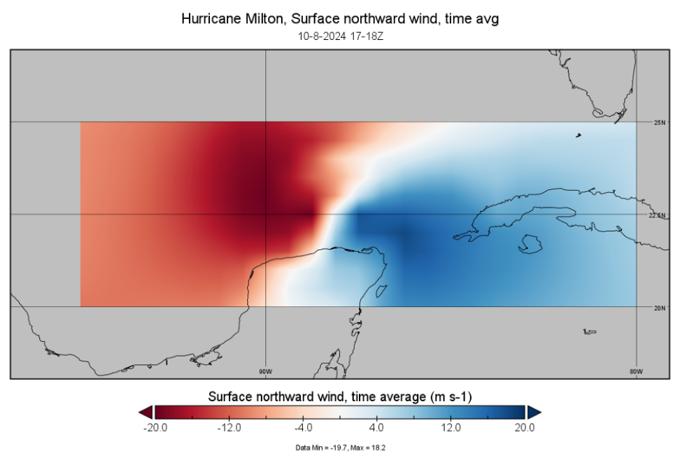 Panoply dashboard showing surface northward wind - time average.