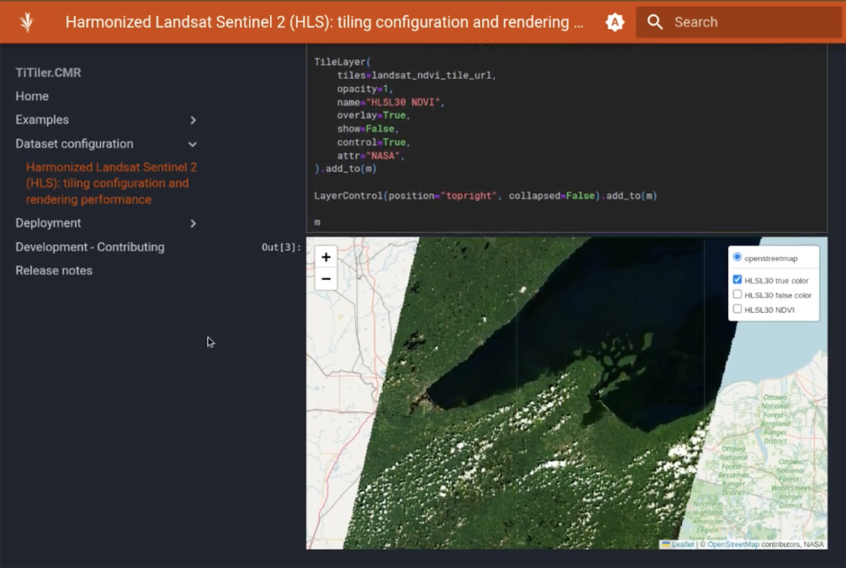 TiTiler tool dashboard.
