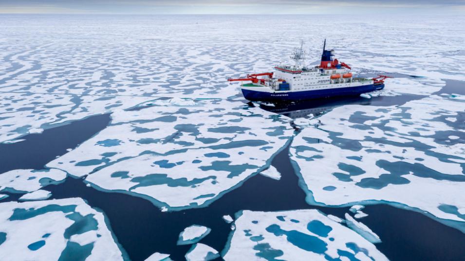 During the final leg of the Multidisciplinary drifting Observatory for the Study of Arctic Climate (MOSAiC) expedition, the research vessel Polarstern reaches the northernmost point on the Earth. Image Credit: NASA MOSAiC  