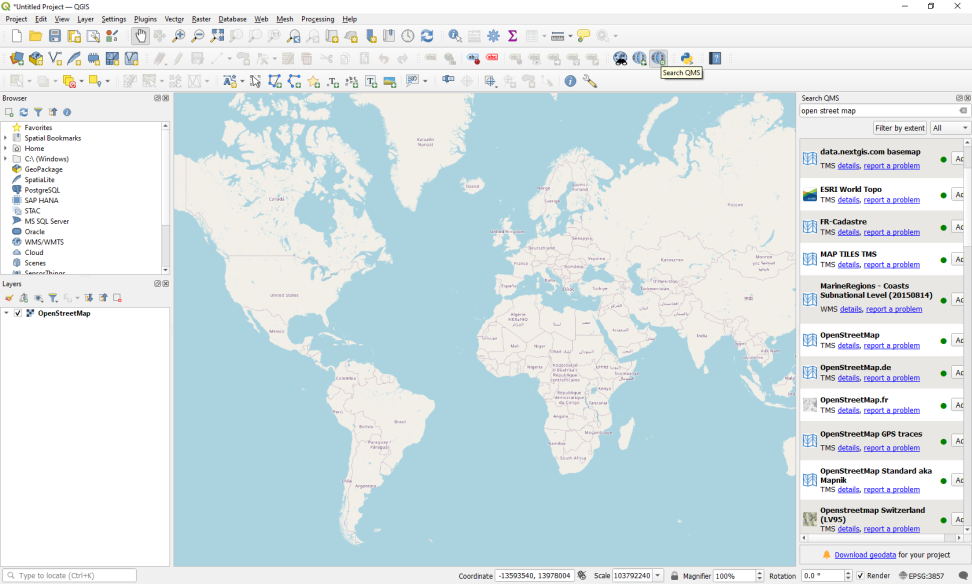 adding a basemap in QGIS