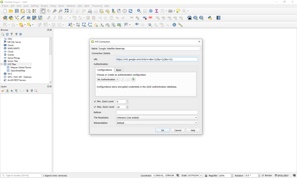 adding a basemap in QGIS