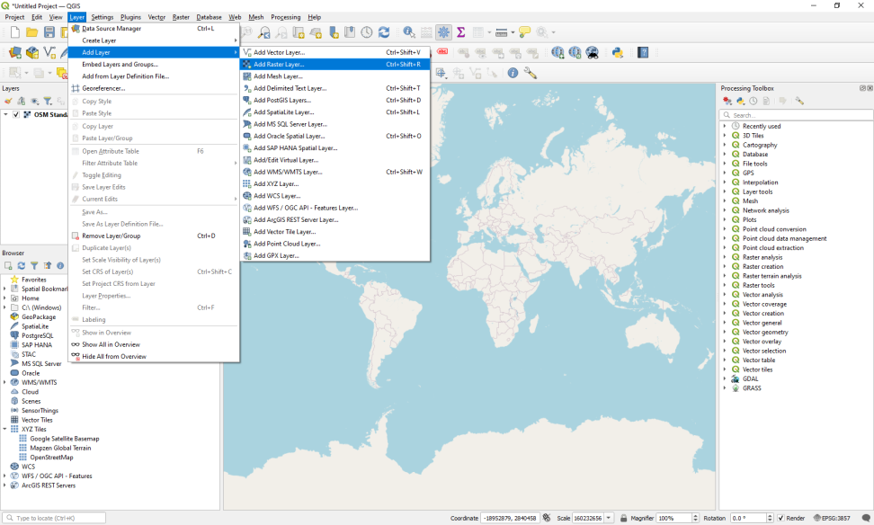adding a downloaded raster layer in QGIS