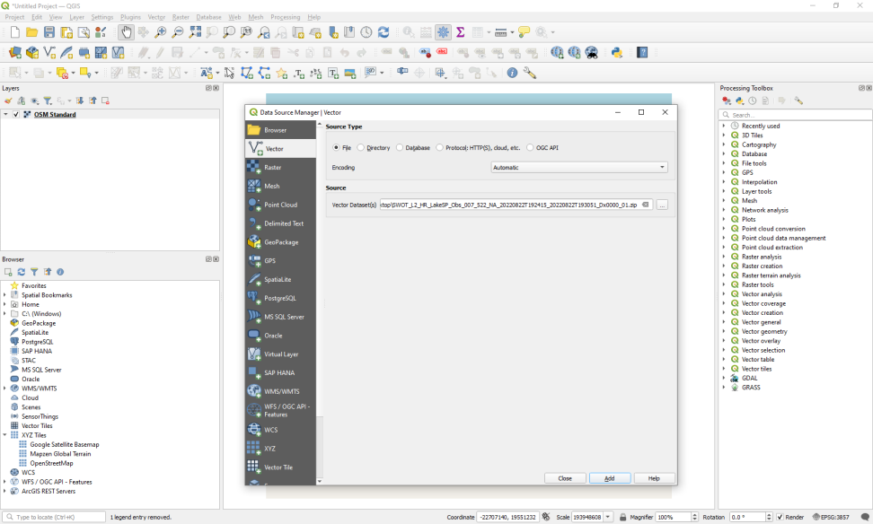 adding a downloaded vector layer in QGIS