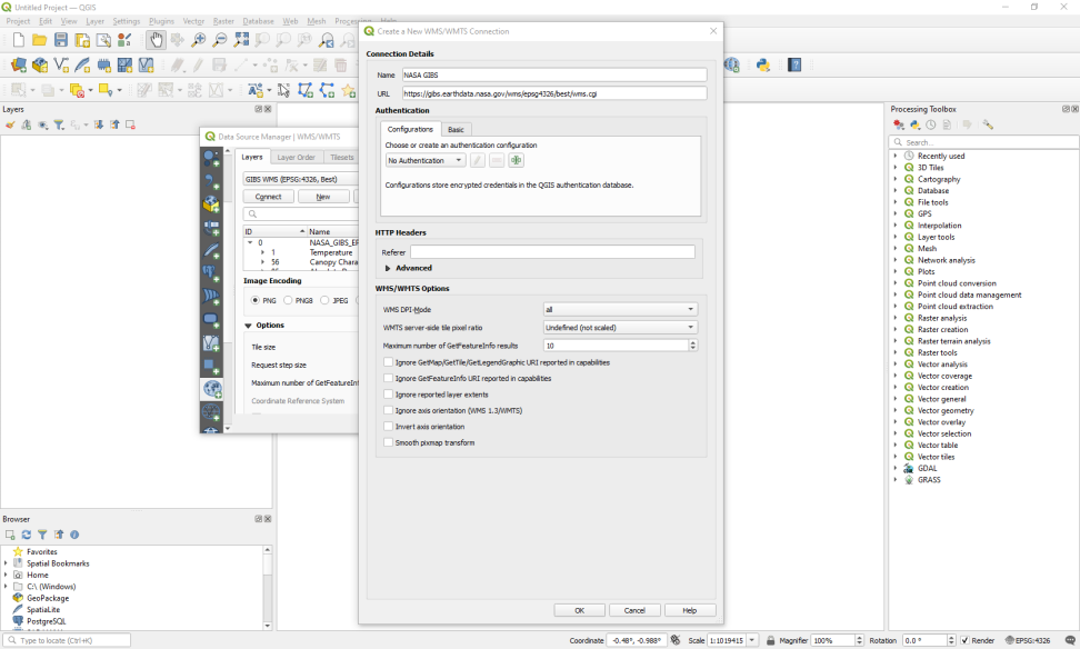 adding a web services layer to QGIS