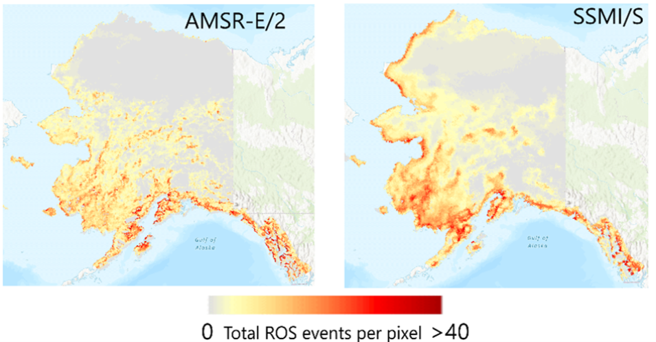 This pair of images shows rain-on-snow data from the ABoVE campaign over Alaska in 2014.