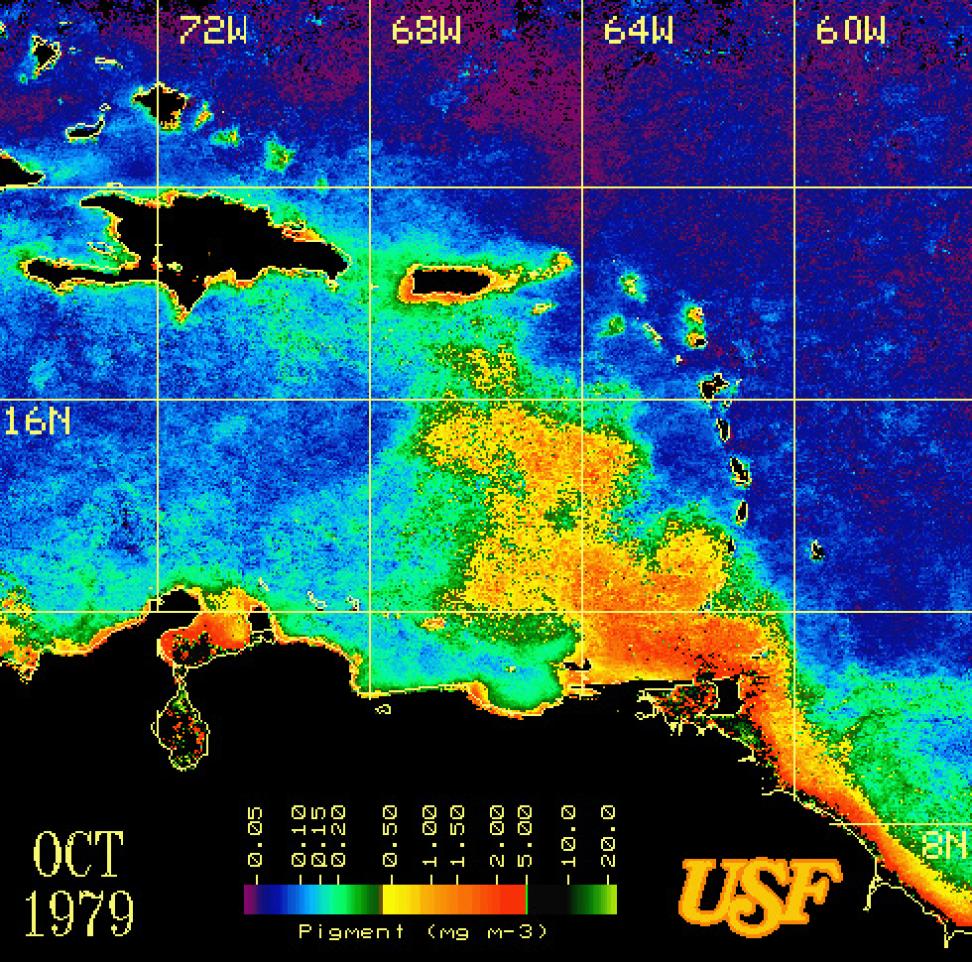 CZCS composite image of the eastern Caribbean Sea for October 1979.