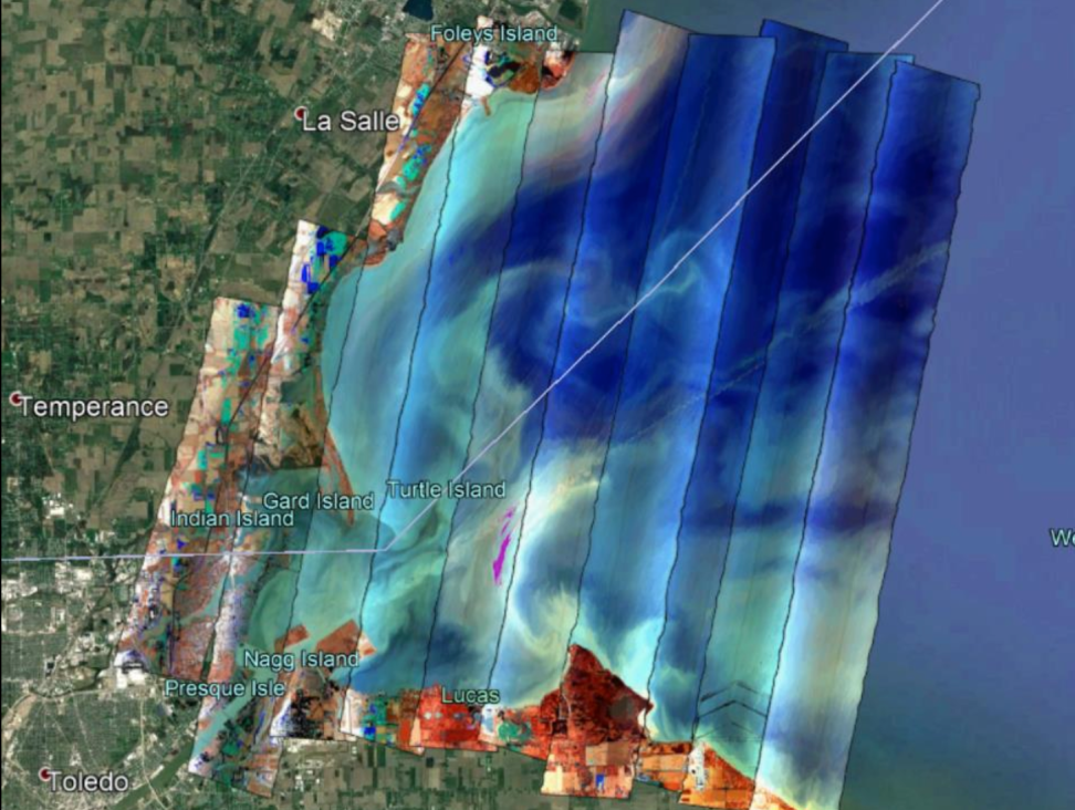 Composite HSI flight runs overlayed on mapping software. 