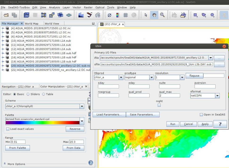 This image shows examples of different windows, entry fields, and buttons used to operate the Mapgen software. The software windows are largely gray with white entry fields and colorful displays of visual data.